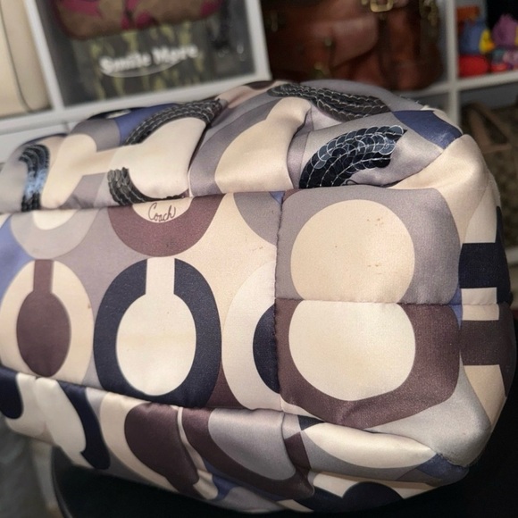 Coach Circle Pattern Shoulder Bag - Black, Blue, Cream - Picture 6 of 12